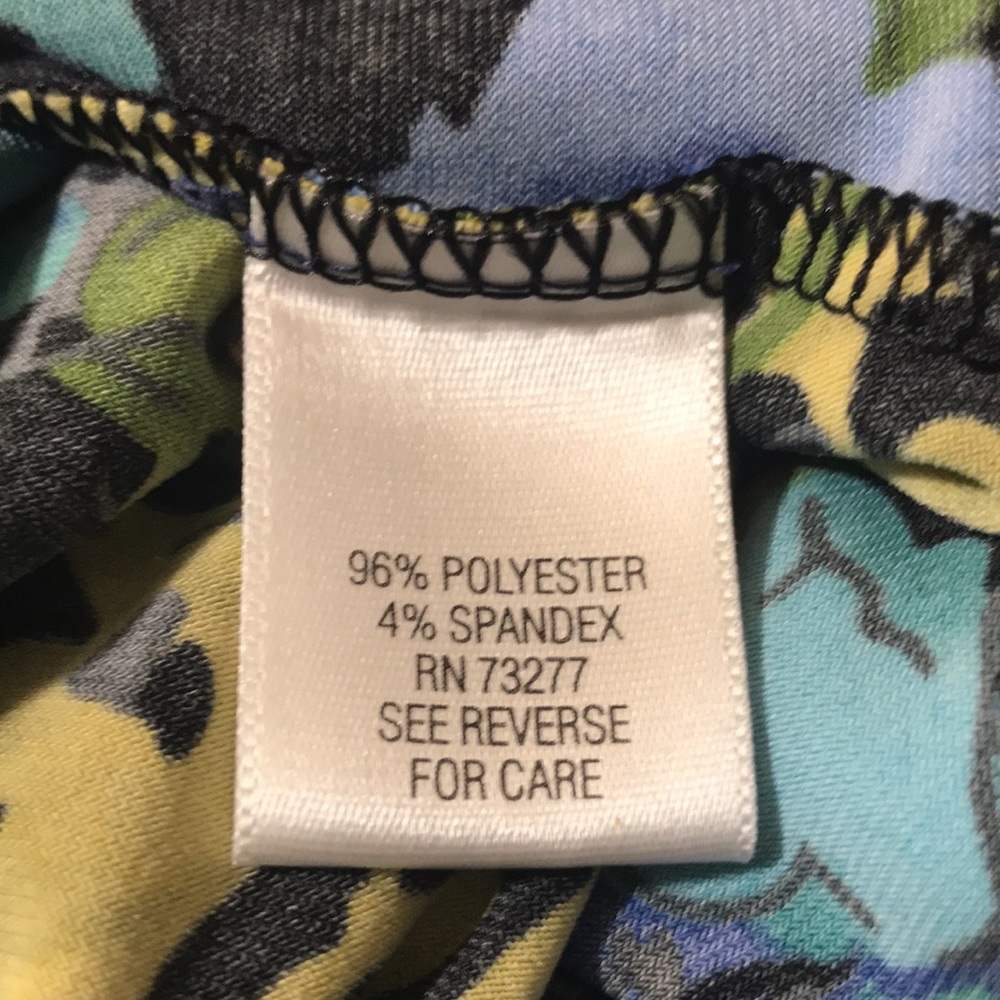 Apt 9 liberty floral dress size L halter stretch  black purple yellow green blue - Picture 10 of 11